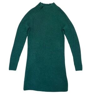 MNG Basics Green Wool Blend Cozycore Ribbed Soft Knit Sweater Dress Size XS